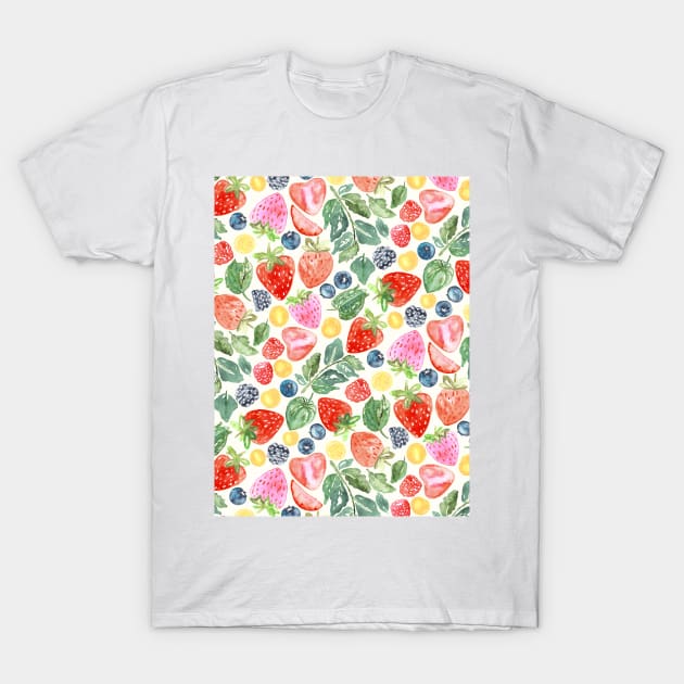 Summer Berries Pattern T-Shirt by TigaTiga